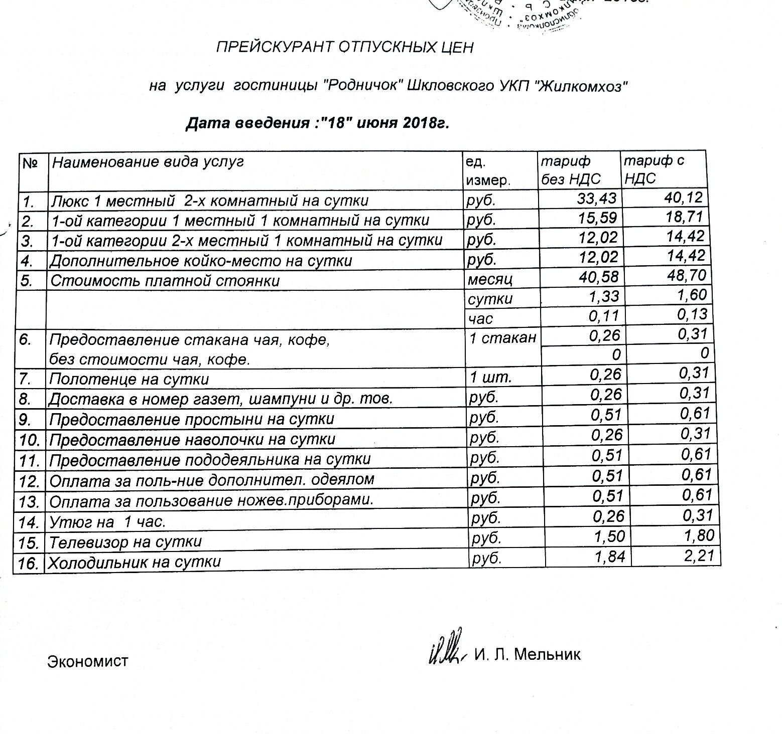 дополнительные услуги в гостинице